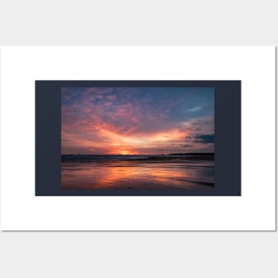 December sunrise on a Northumbrian beach Posters and Art